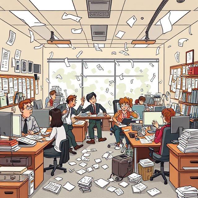 Busy messy office